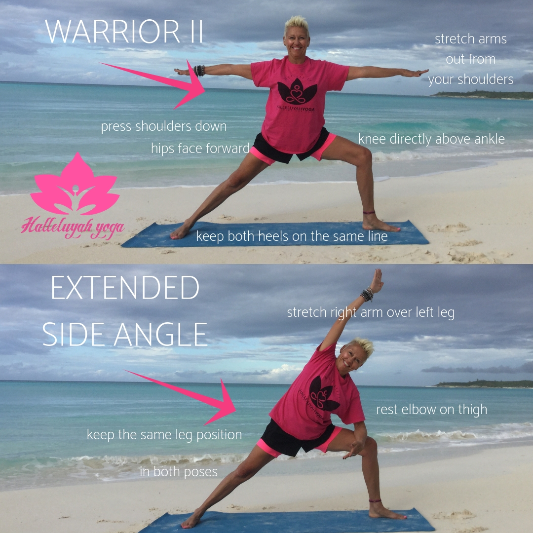 WARRIOR II INTO EXTENDED SIDE ANGLE POSE MINI CHALLENGE (the transition to  be present) | Halleluyah Yoga